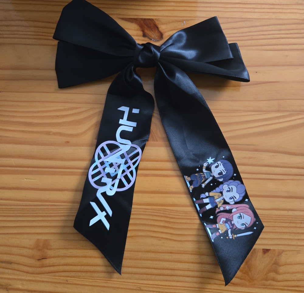 Kpop Inspired Graphic Print Satin Hair Bow